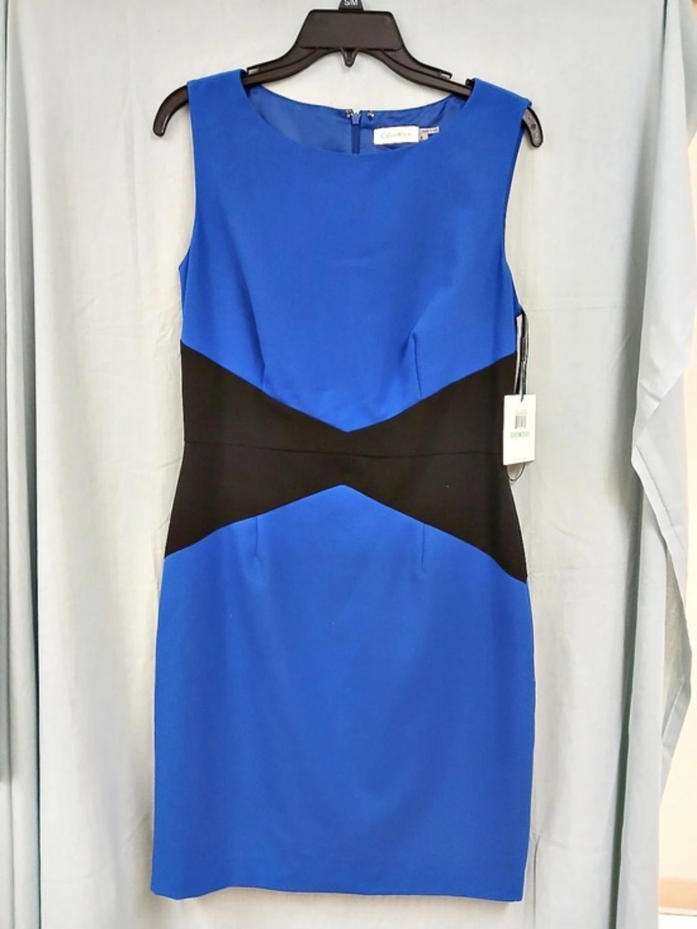 Calvin Klein Colorblock Sheath Dress Mini Blue & Black Size 8